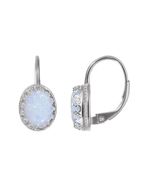 FZN Blue Sterling Oval Gemstone Drop Earrings