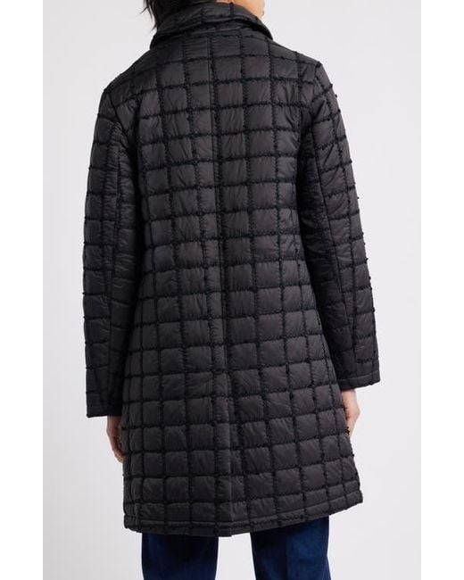 Cece Black Boucle Quilted Longline Jacket