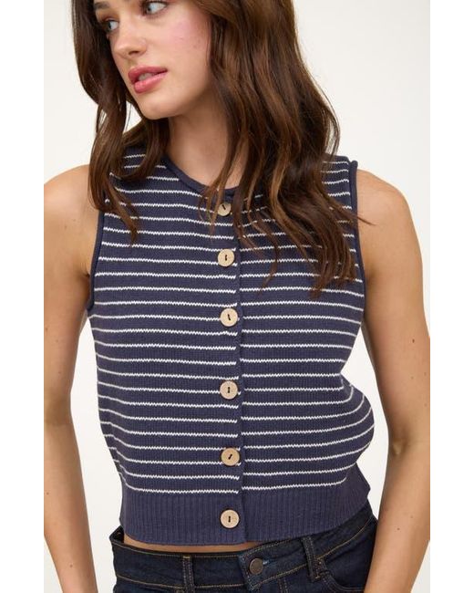 Blu Pepper Blue Stripe Button Front Sweater Vest