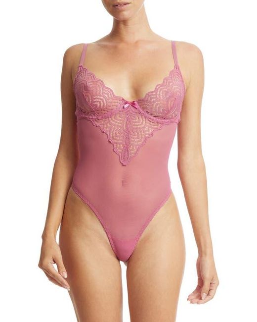 Hanky Panky Pink Strappy Mesh & Lace Underwire Teddy