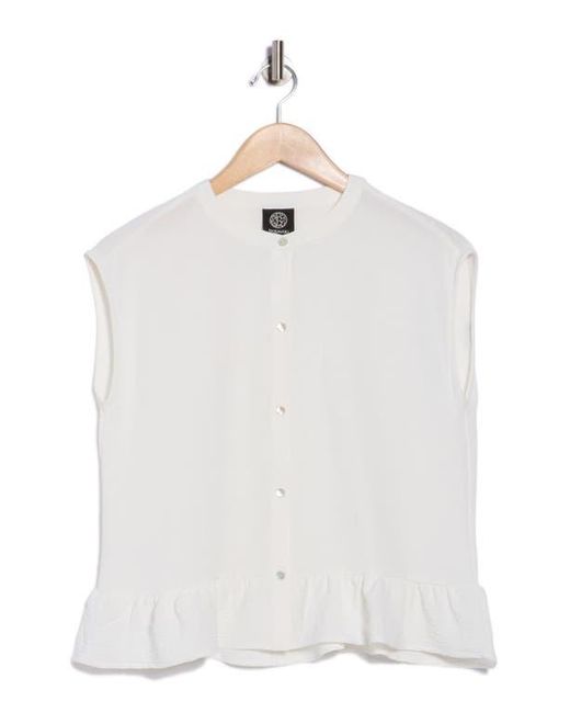 Bobeau White Airflow Sleeveless Button-Up Top