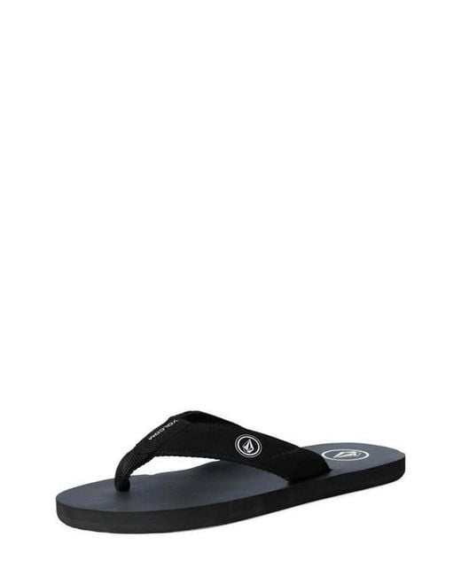 Volcom Black Vocation Leather Flip Flops for men
