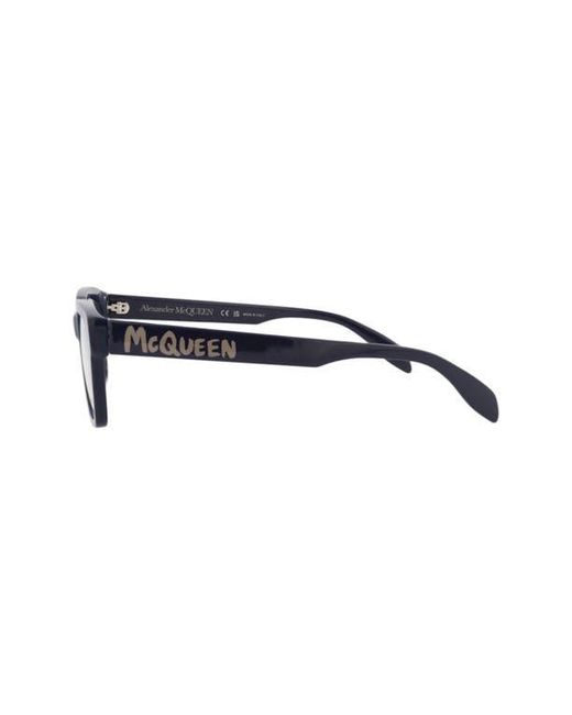 McQueen Black 54Mm Rectangular Optical Glasses for men