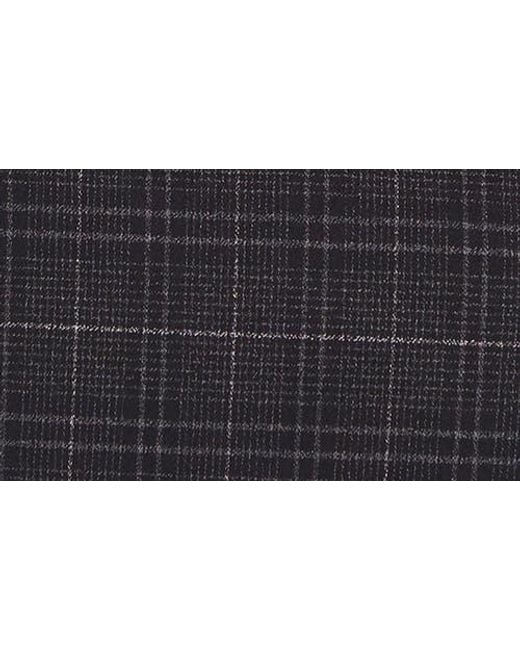 Vince Camuto Black Windowpane Plaid Crop Bomber Jacket