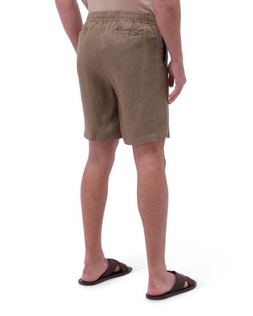 Bugatchi Brown Trent Drawstring Linen Shorts for men