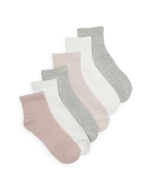 Memoi White Assorted 6-pack Arch Ankle Socks