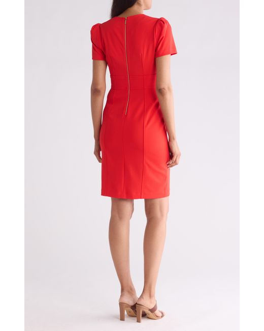 Calvin Klein Red Square Neck Sheath Dress