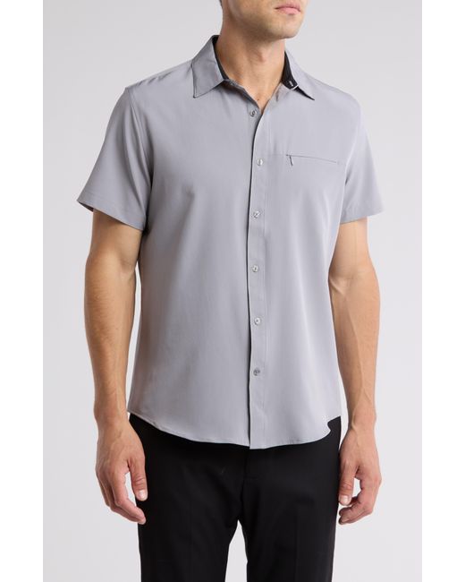DKNY Gray Lenox Short Sleeve Button-up Tech Shirt for men