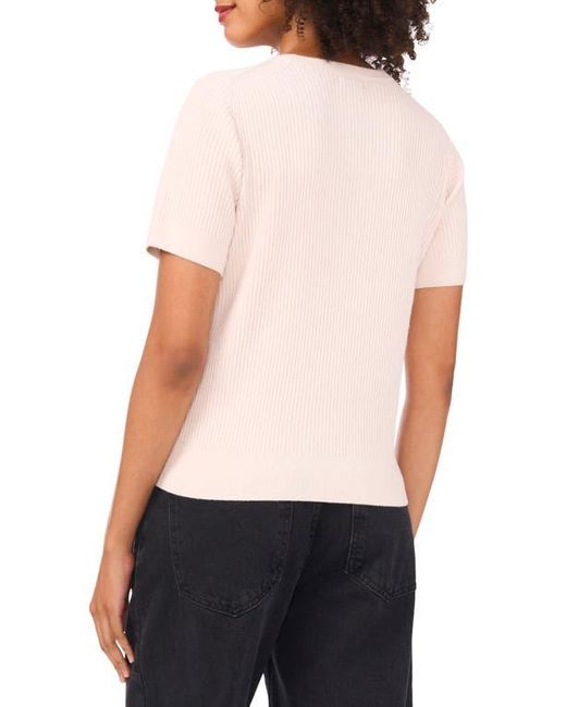 Halogen® White Short Sleeve Rib Sweater Top