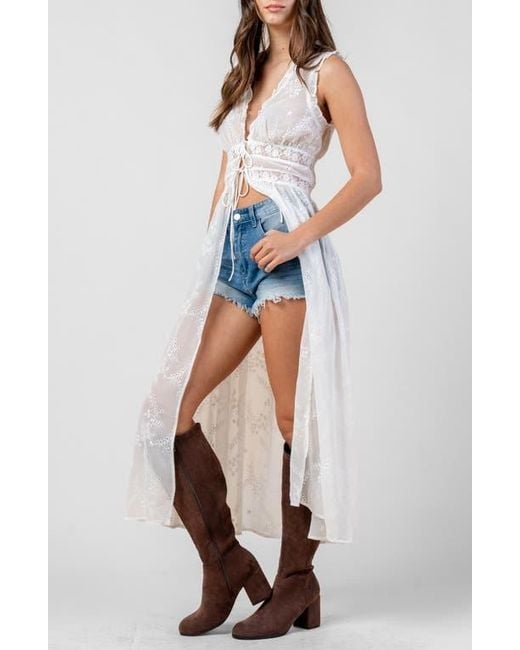 Beivy White Embroidered Duster