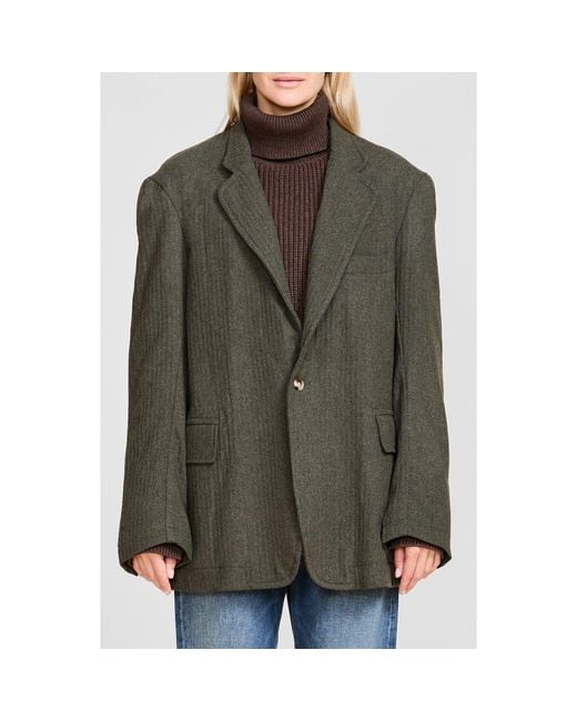 Denimist Green Deconstructed Wool Blend Blazer
