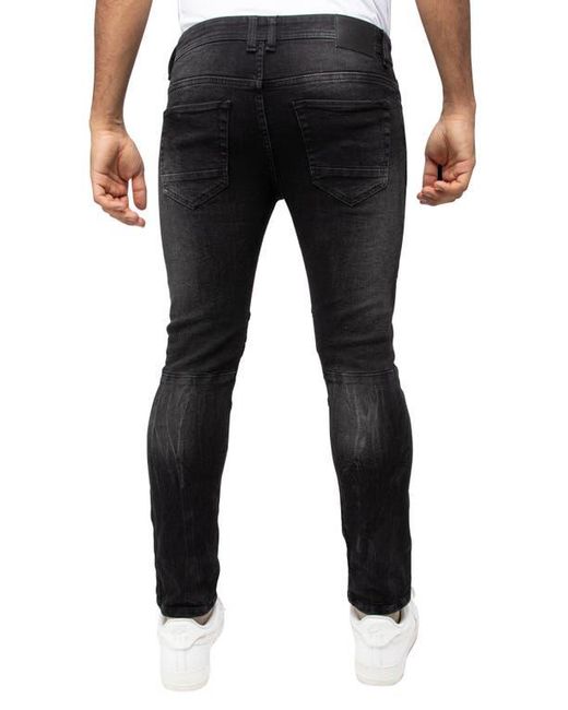 Xray Jeans Black Distressed Moto Slim Jeans for men