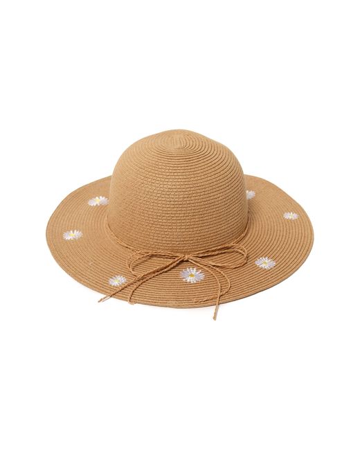 David & Young Natural Daisy Straw Floppy Hat