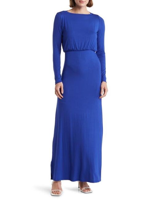 Go Couture Long Sleeve Blouson Maxi Dress in Blue Lyst