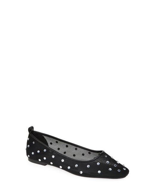 Open Edit Black Lennox Rhinestone Mesh Flat