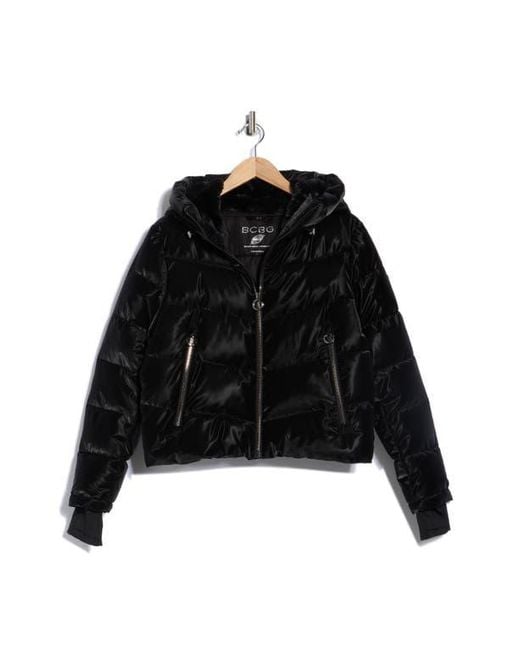 BCBGeneration Black Hooded Faux Fur Lined Water Resistant Puffer Jacket