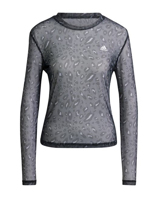 Adidas Gray Leopard Long Sleeve Mesh T-shirt