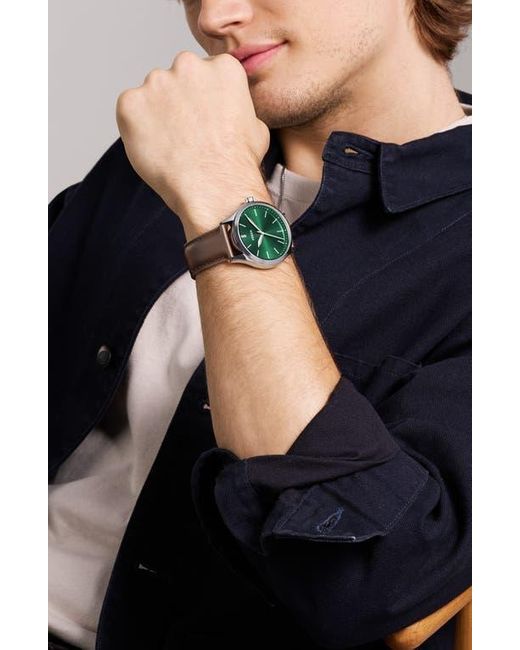 Fossil Green Fenmore Three-Hand Quartz Leather Strap Watch, 44Mm for men