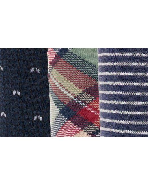 Original Penguin Blue Smithson Plaid Assorted 3-Pack Crew Socks for men