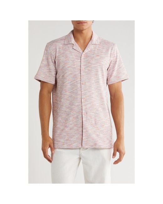 T.R. Premium Pink Mélange Short Sleeve Button-Up Shirt for men