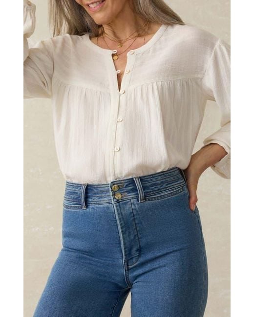Faherty Brand White Lena Organic Linen Button-Up Top