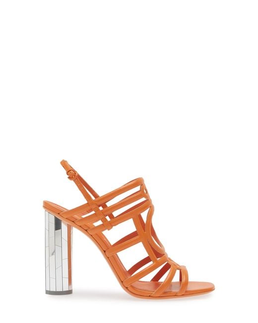 Ferragamo Orange Florenza Block Heel Sandal
