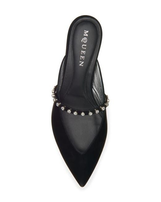 McQueen Black Stud Pointed Toe Mary Jane Mule