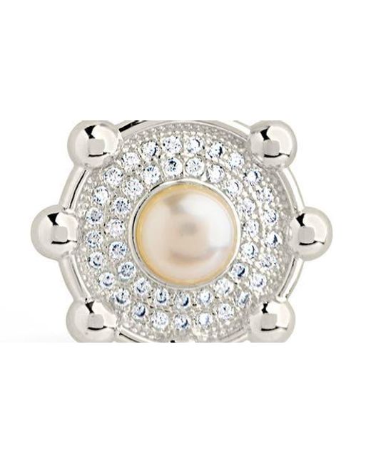 Sterling Forever White Etta Cubic Zirconia & Faux Pearl Pendant Necklace