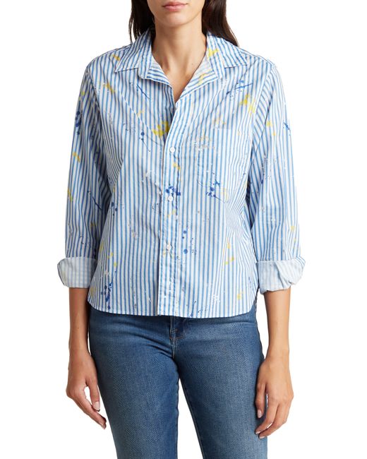 Frank & Eileen Blue Splatter Stripe Untuckable Button-up Shirt