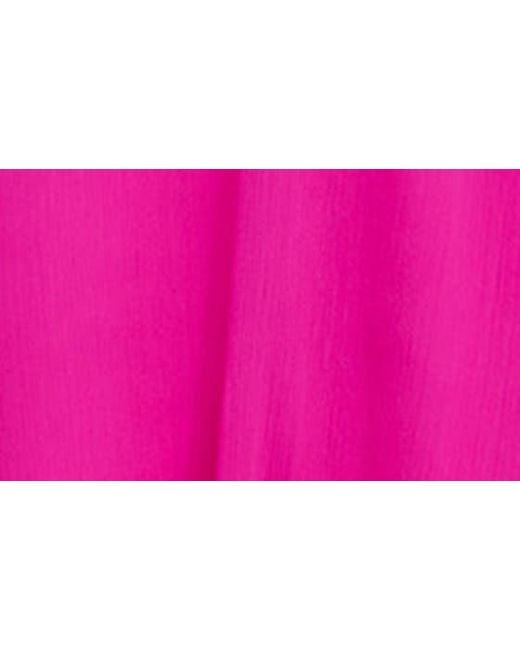 DKNY Pink Balloon Sleeve Faux Wrap Dress