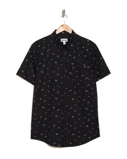Abound Black Print Micro Dobby Poplin Short Sleeve Button-up Shirt for men