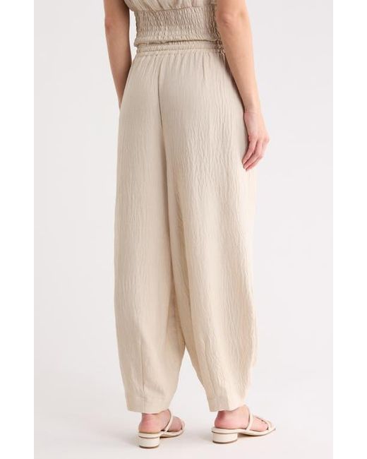 Max Studio Natural Drawstring Waist Lantern Leg Pants