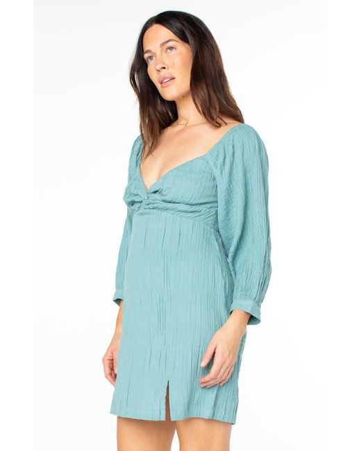 Roxy Blue Moonlight Shores Long Sleeve Babydoll Dress