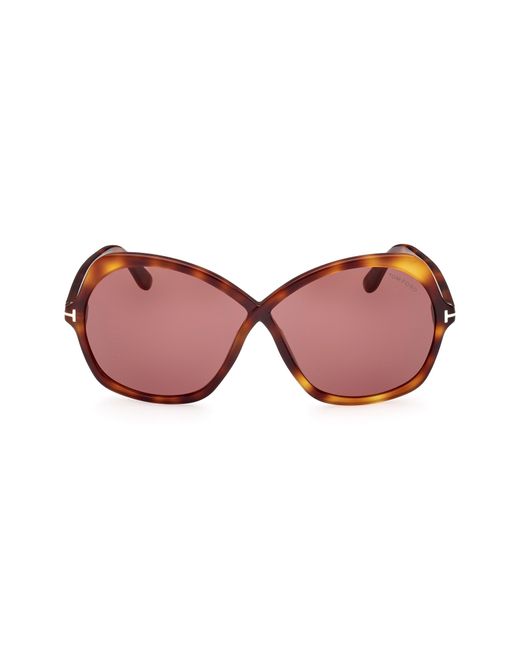 Tom Ford Pink Rosemin 64mm Oversize Butterfly Sunglasses