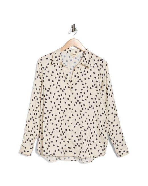 L'Agence White Argo Polka Dot Button Front Top