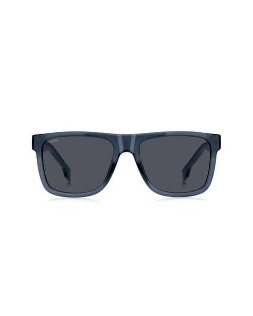 Boss Gray 55Mm Rectangular Sunglasses for men