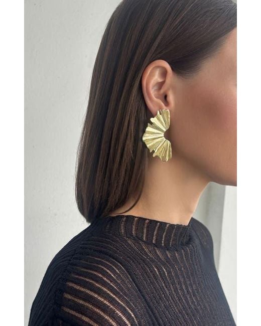 Adornia Metallic Wave Statement Earrings