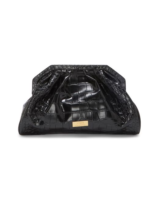 Vince Camuto Black Baklo Croc Embossed Leather Clutch