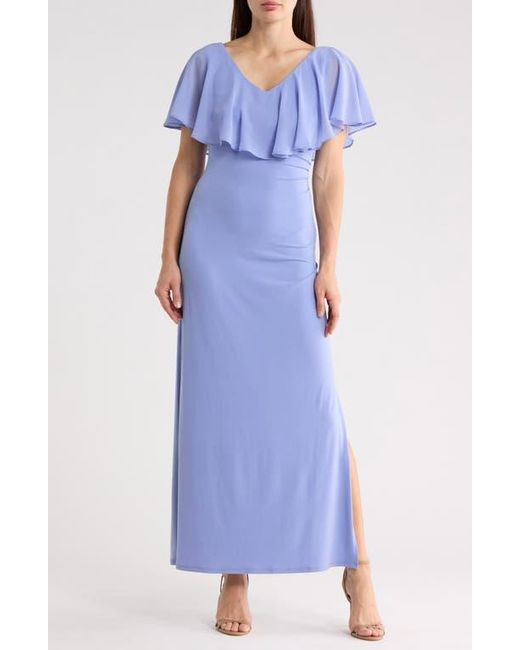connected apparel blue dress Connected Apparel Women's Blue Flutter Sleeve V-Neck Dress