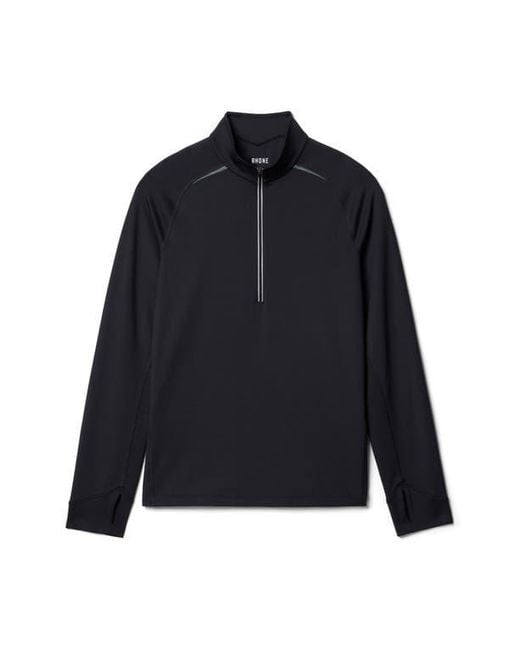 Rhone Black Thermal Run 1/2 Zip Pullover for men