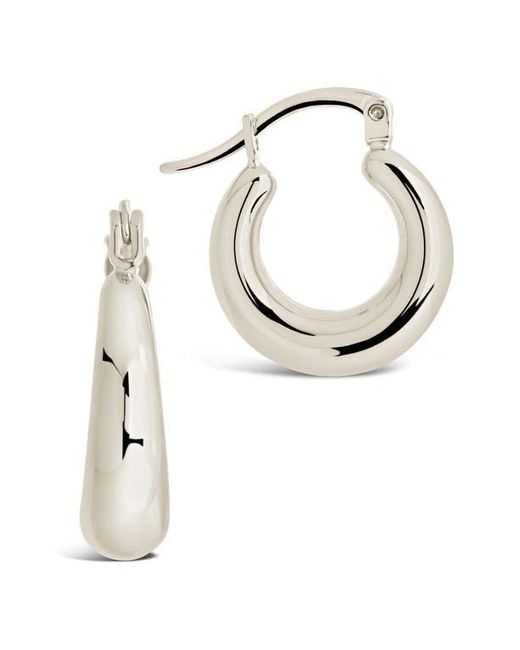 Sterling Forever White Rhodium Plated Tube Hoop Earrings