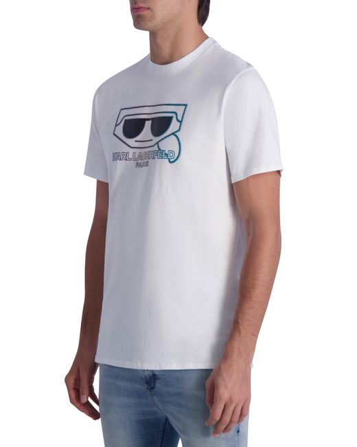 Karl Lagerfeld White Ombré Karl Cotton Graphic T-shirt for men