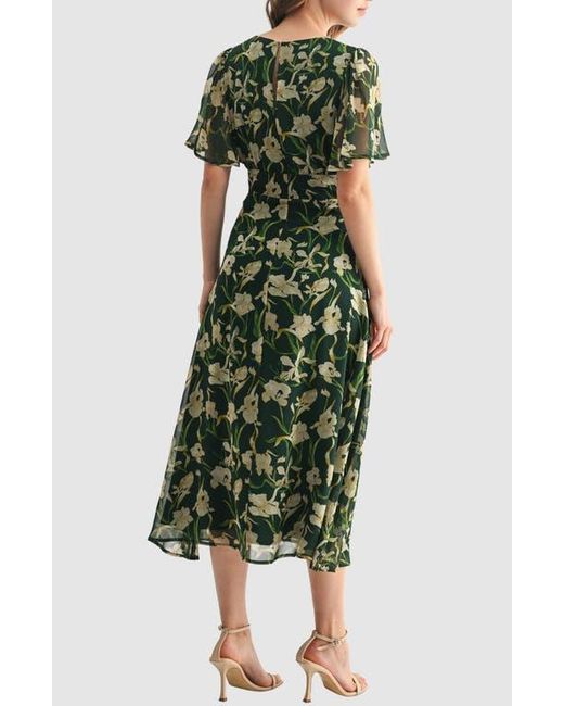 lush chiffon dress Peach Floral Embroidered Chiffon Mini Dress