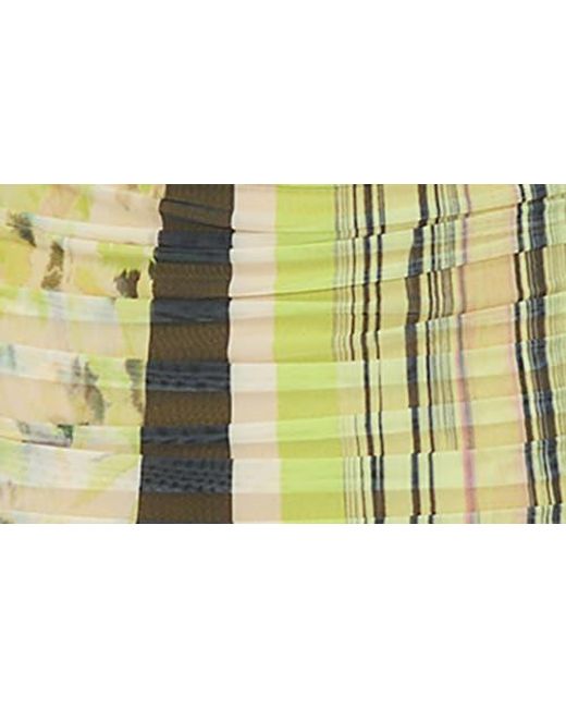 AFRM Green Tabi Mixed Print Open Back Mesh Dress