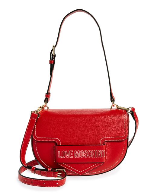 Love Moschino Red Pebbled Shoulder Bag