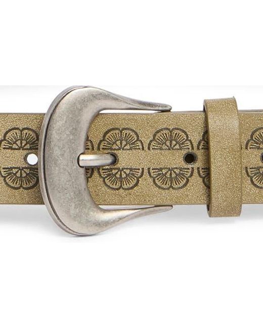 Steve Madden Natural Oval Concho Burnished Buckle Belt