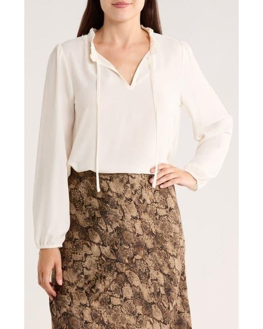 Nordstrom Rack Natural Ruffle Neck Top
