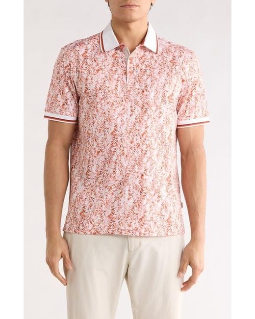 Bugatchi Pink Pipe Trim Knit Polo for men