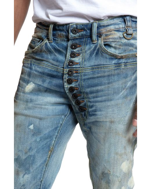 PRPS Blue Hansel Distressed Skinny Fit Jeans for men