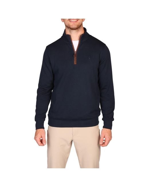 Tailorbyrd Blue Rib Knit Quarter Zip Pullover for men
